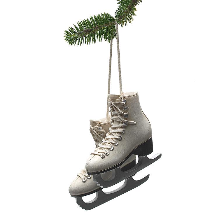 Pair of Ivory Figure Skates Ornament