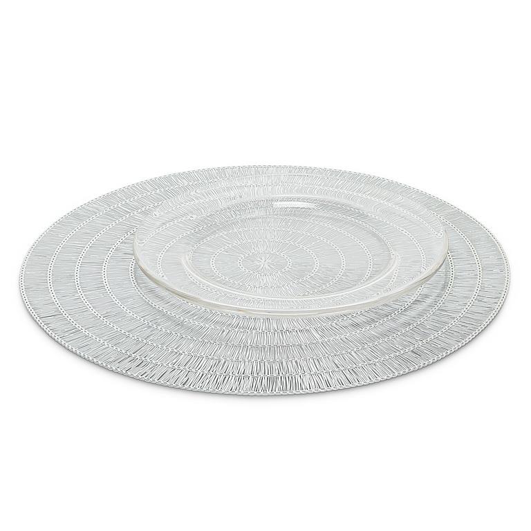 Silver Round Basketweave Placemat