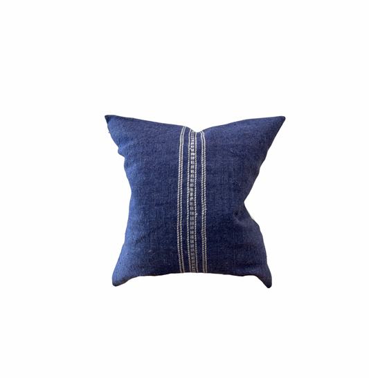 THE BOHO BLUE WOOL THROW PILLOW COVER