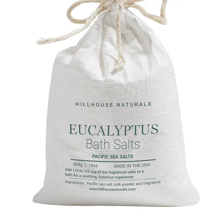 Eucalyptus Bath Salts in Drawstring Bag 16oz.