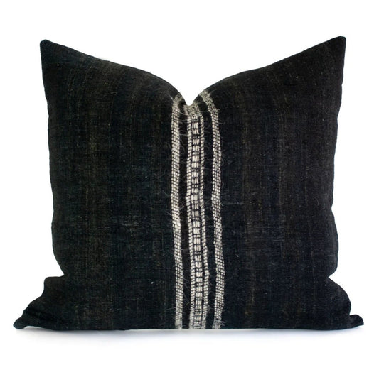 THE BOHO BLACK WOOL THROW PILLOW COVER