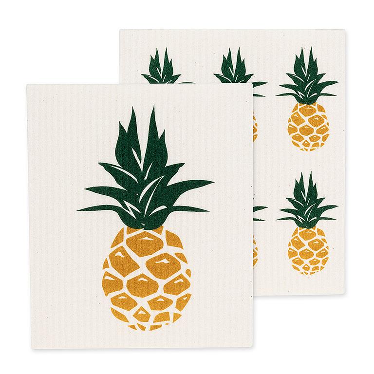 2Pk Pineapple Dishcloths - 6.5x8"L