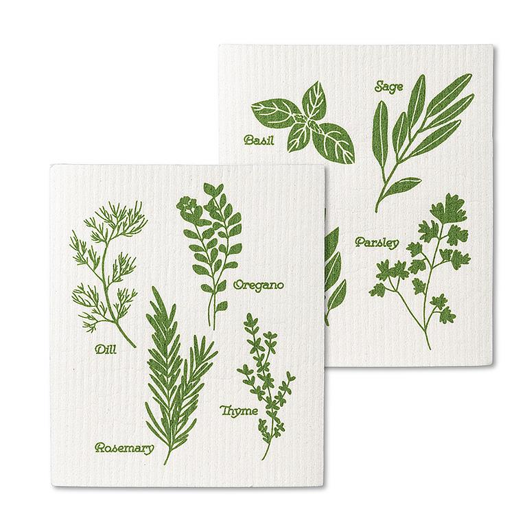 2Pk Herbs Dishcloth - 6.5x8"L