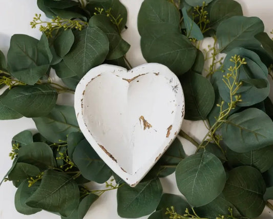 Sweet Heart Hand Carved Wood Decorative Bowl
