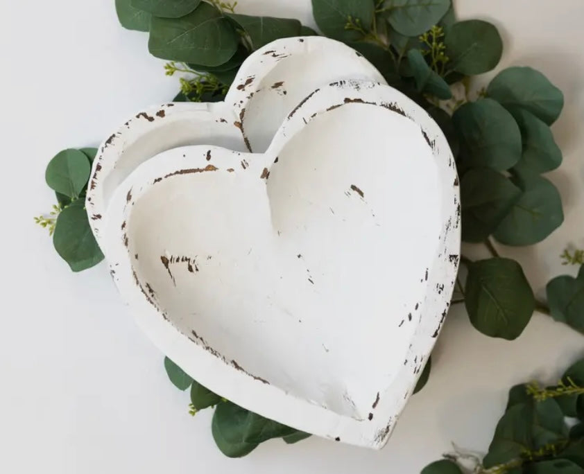 Sweet Heart Hand Carved Wood Decorative Bowl
