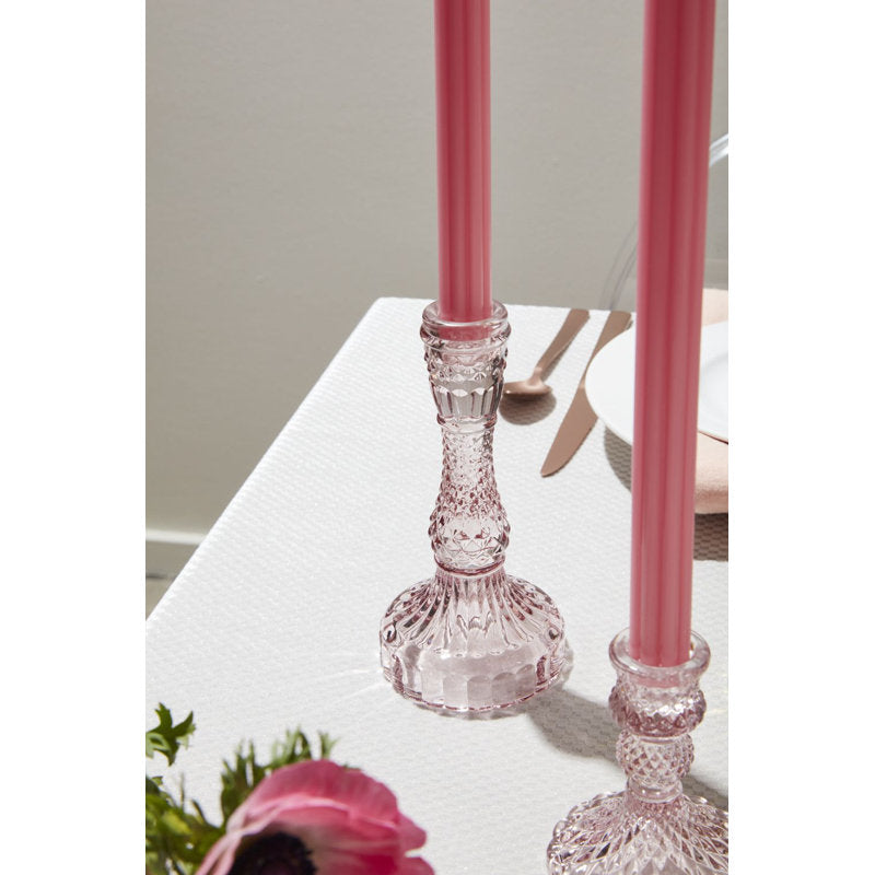 Tall Vintage Pink Candlestick Holder