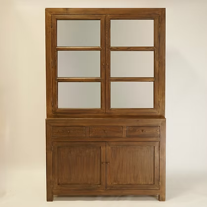 Daphne Reclaimed Wood Glass Cabinet - Aged Brown