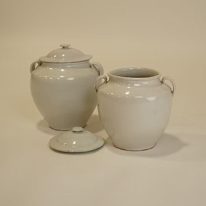 Antique French Confit Pot - White