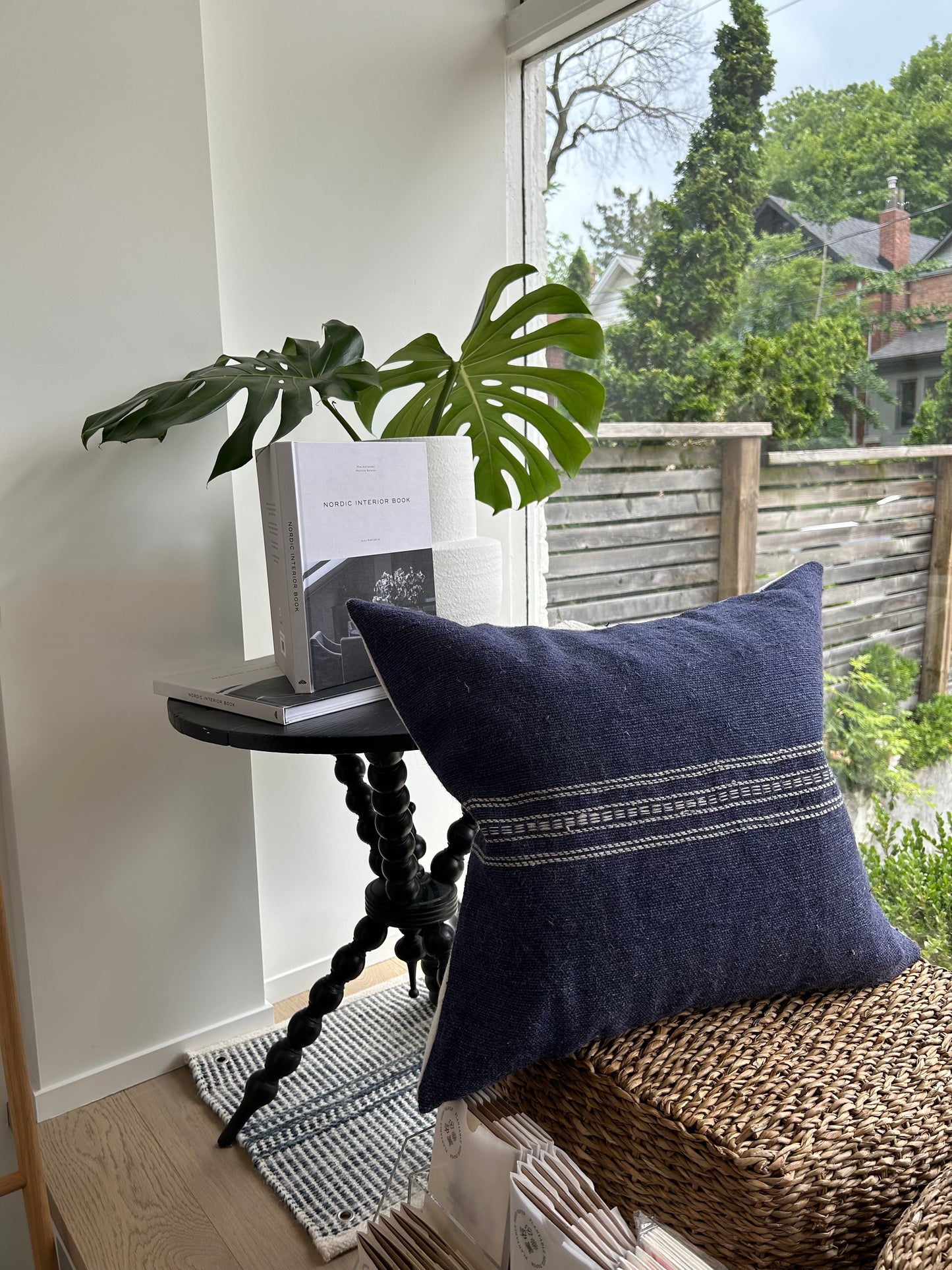 THE BOHO BLUE WOOL THROW PILLOW COVER