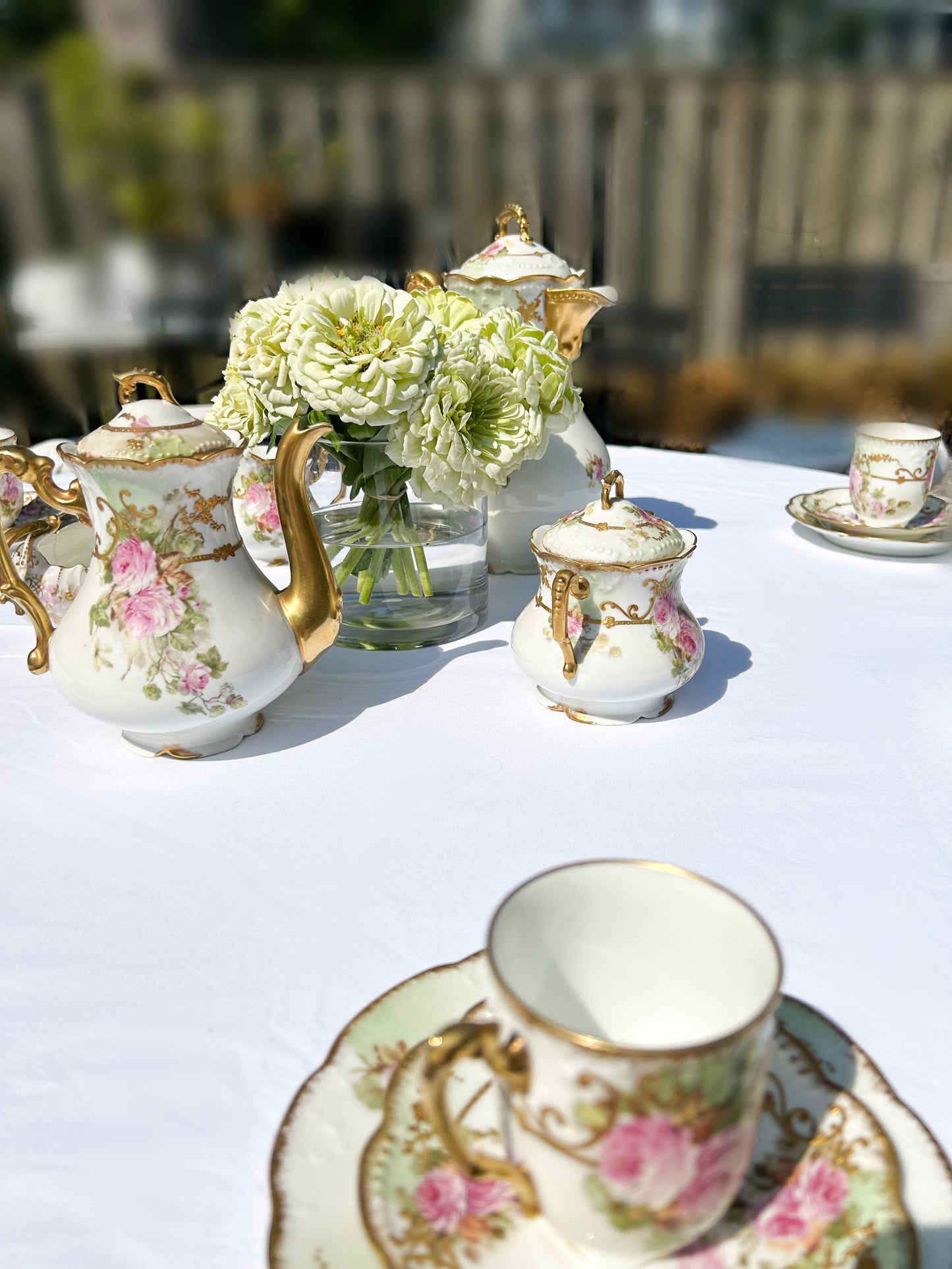 Full Tea Set Limoges France AKCD Hand Painted Porcelain Gold China c. 1900