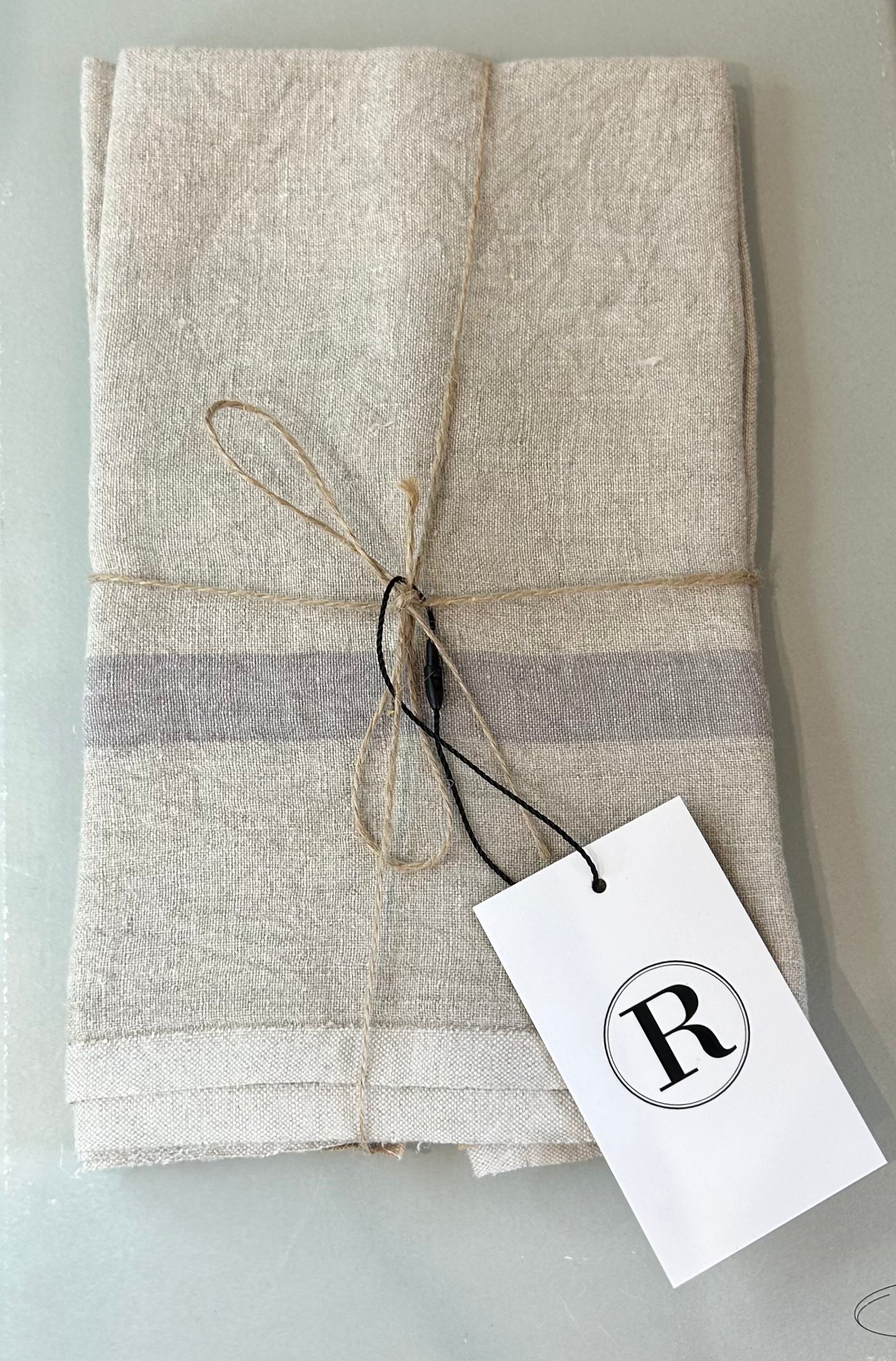 CARAVAN VINTAGE LINEN NATURAL/ GREY TEA TOWELS (SET OF 2)