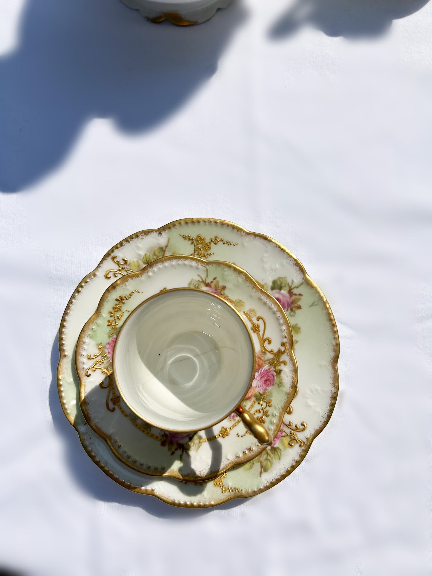 Full Tea Set Limoges France AKCD Hand Painted Porcelain Gold China c. 1900