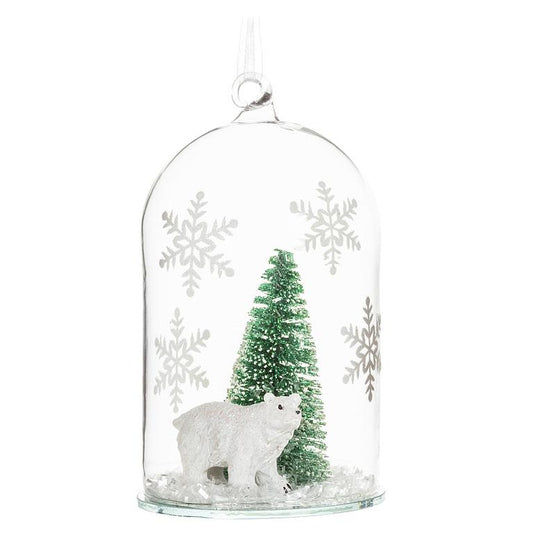 Polar Bear With Tree Dome Ornament