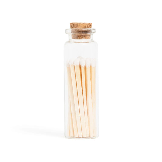 White Matches Corked in Glass Vial - Small
