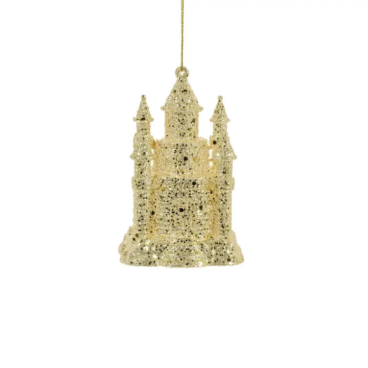 Gold Glitter Castle Ornament