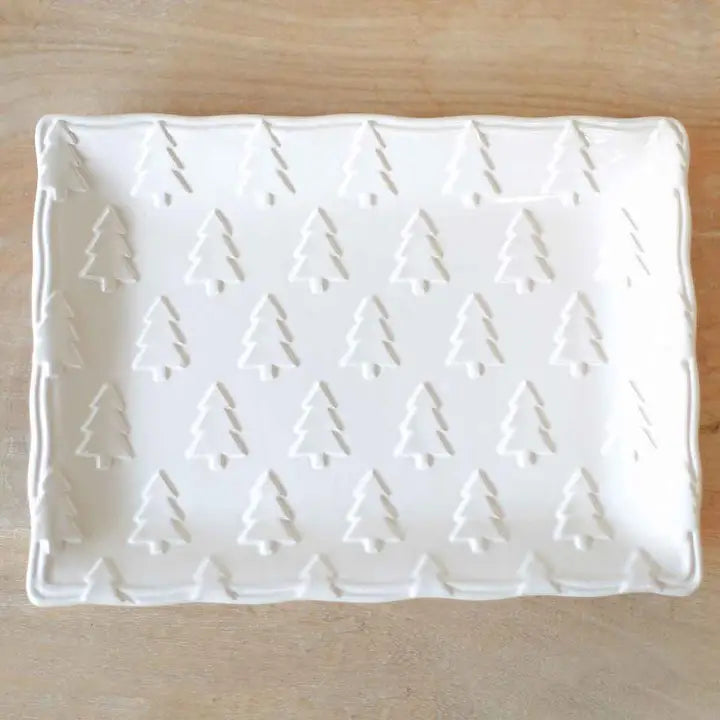 Balsam Lane Embossed Platter White 11.5x8.5