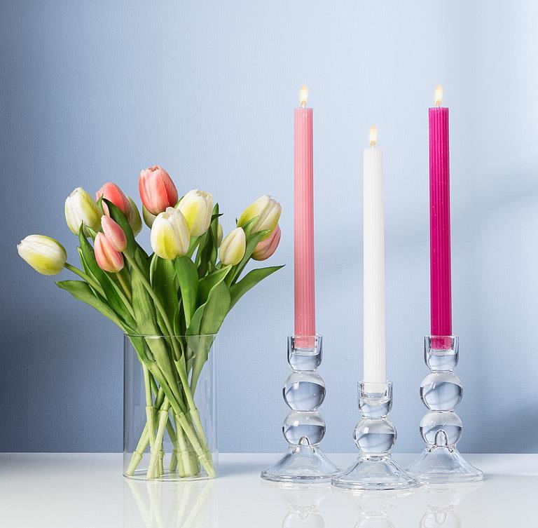 Riged Taper Candle Set of 2