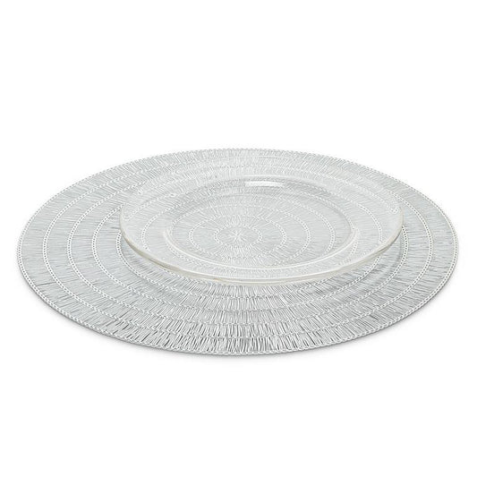 Silver Round Basketweave Placemat
