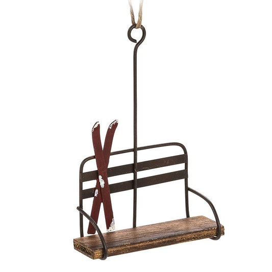 Chair Lift With Skis Ornament