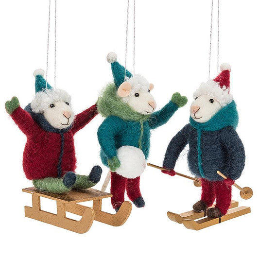 Winter Sport Mice Ornamnet
