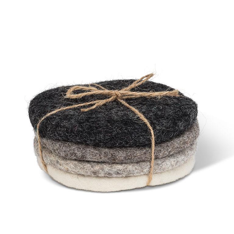 4pc Grey Round Coasters - 4"D