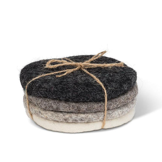 4pc Grey Round Coasters - 4"D