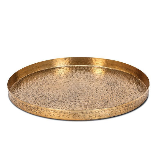 Gold Medium Hammered Tray with Edge