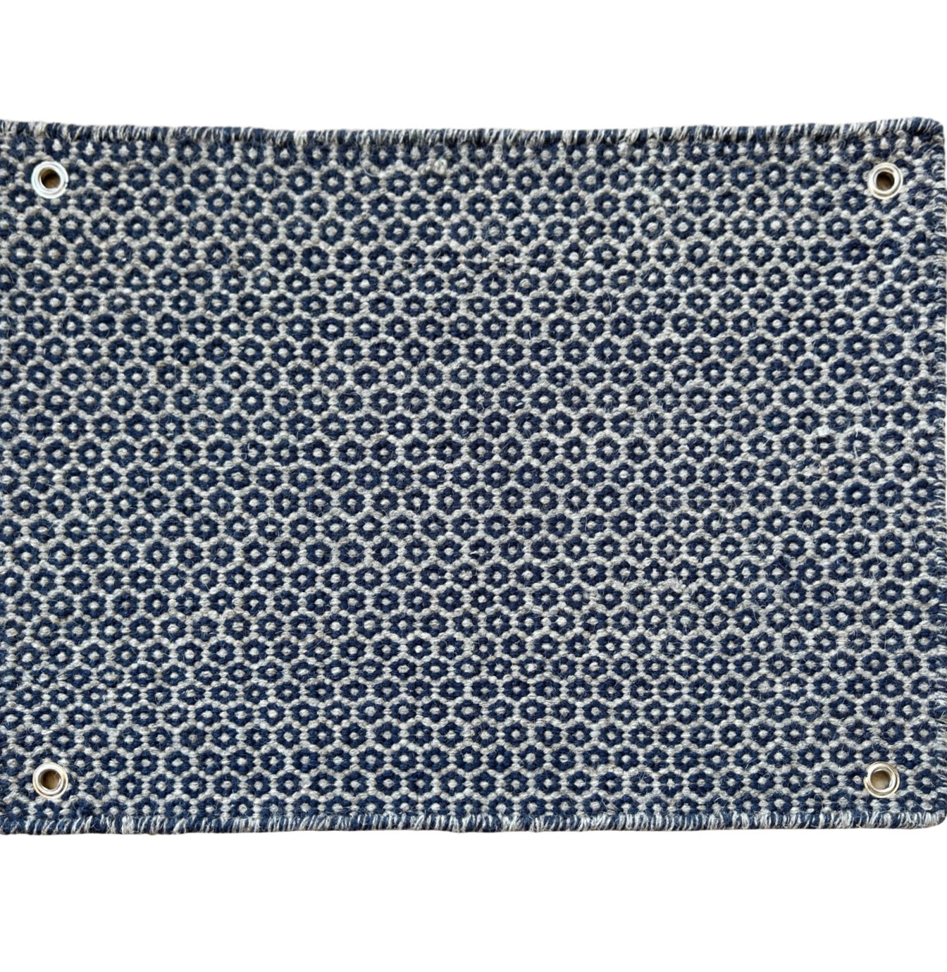 HONEYCOMB INDIGO/GREY WOOL WOVEN RUG