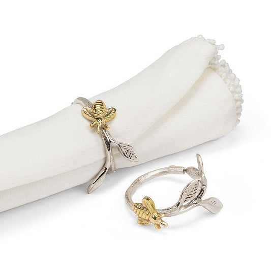 Bee on a Branch Napkin Ring Pair