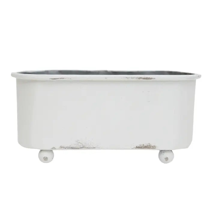 White Metal Trough Mini Planter Soap Dish