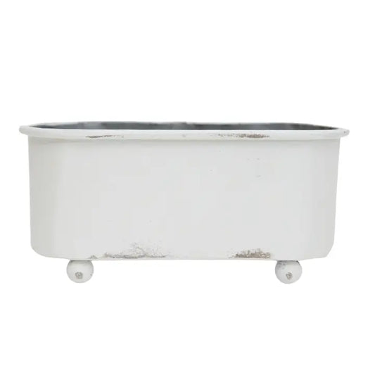 White Metal Trough Mini Planter Soap Dish