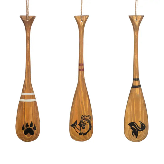 Canoe Paddle With Native Art Ornament 10x2"