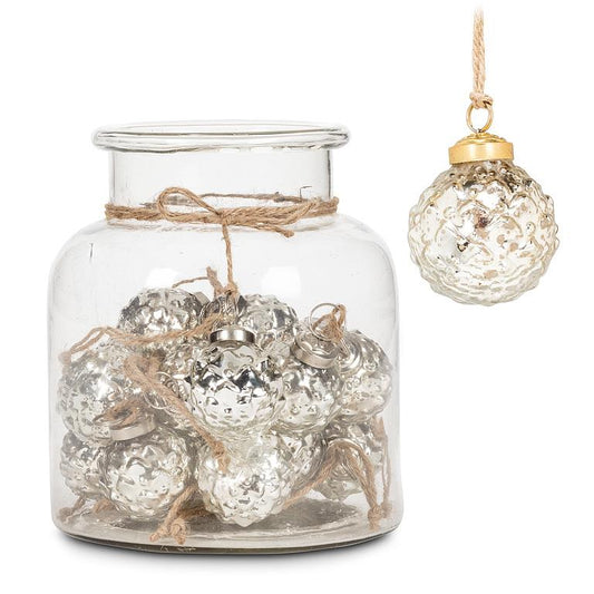 Silver Embossed Ball Ornament