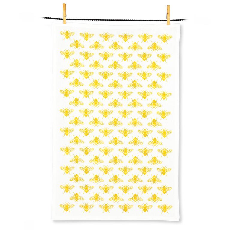 Bees Icons Outline Motif Kitchen Towel - 18x28"L