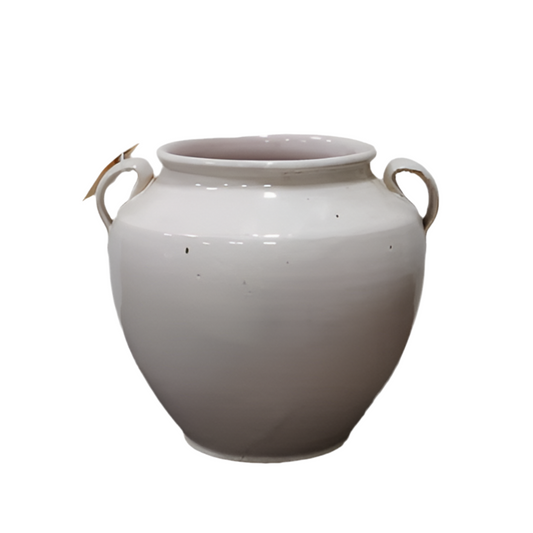 Antique French Confit Pot - White