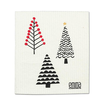 2Pk Black & White Urban Trees Dishcloth - 6.5x8"L