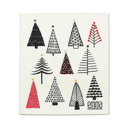2Pk Black & White Urban Trees Dishcloth - 6.5x8"L