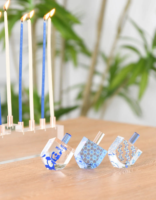 Willow & Riley Set of Three Acrylic Hanukkah Dreidels
