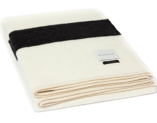 Blacksaw - Mason Reversible Throw - Ivory/ Black stripe