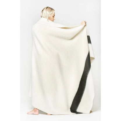 Blacksaw - Mason Reversible Throw - Ivory/ Black stripe