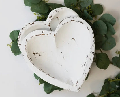Sweet Heart Hand Carved Wood Decorative Bowl