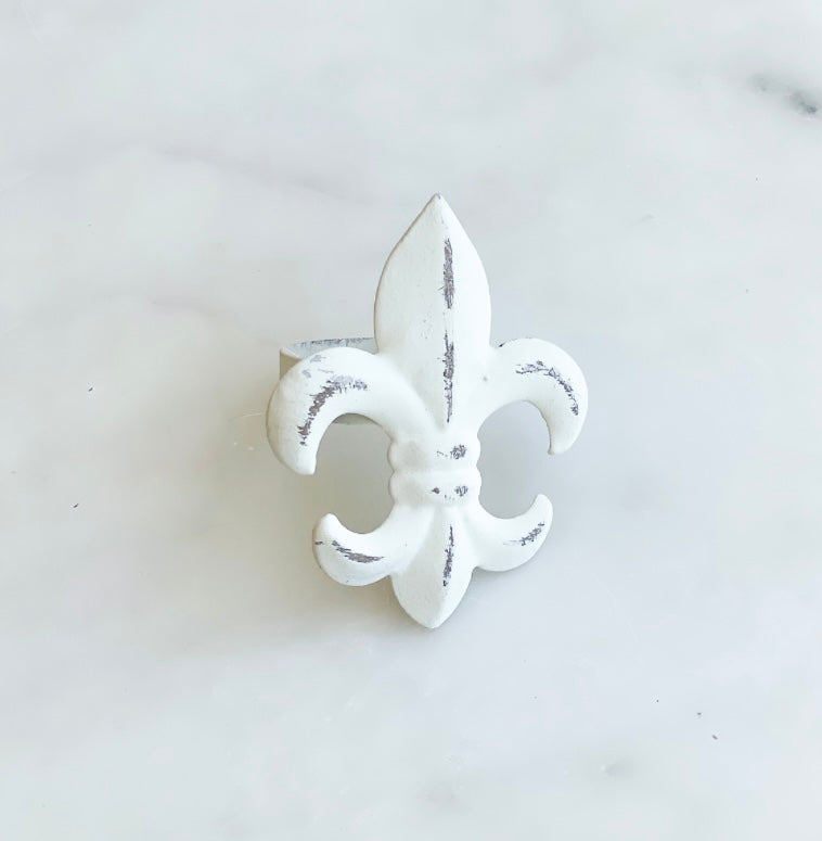 Fleur de Lis Napkin Ring Antique White
