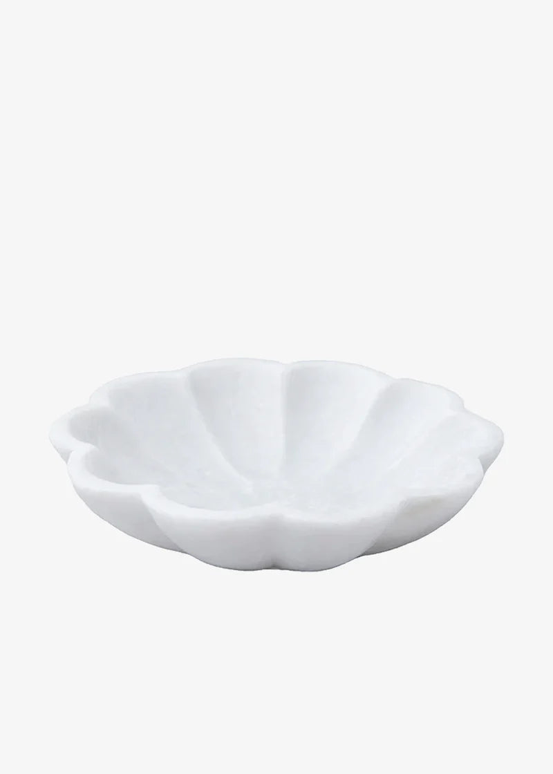 White Marble Scalloped Dish