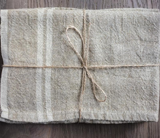 CARAVAN VINTAGE LINEN NATURAL/ IVORY TEA TOWELS (SET OF 2)