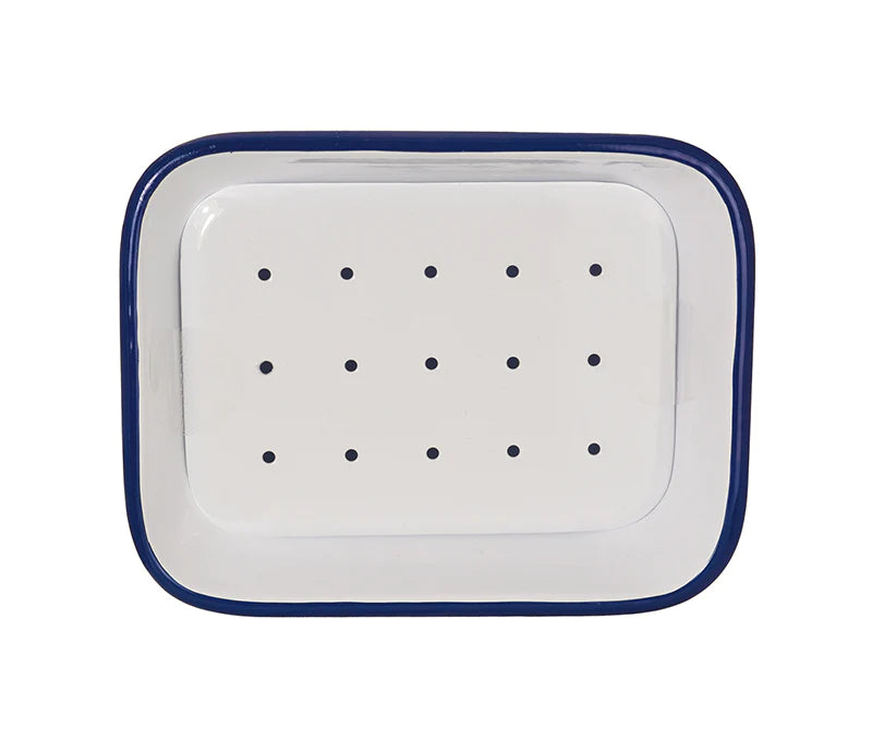 White and Blue Iron Soap Dish