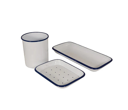 White and Blue Iron Soap Dish