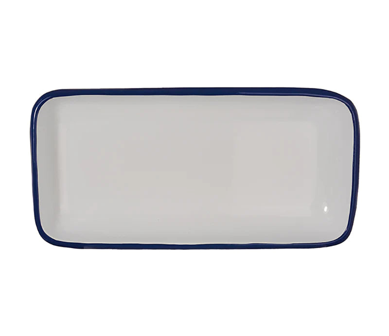 White and Blue Iron Tray