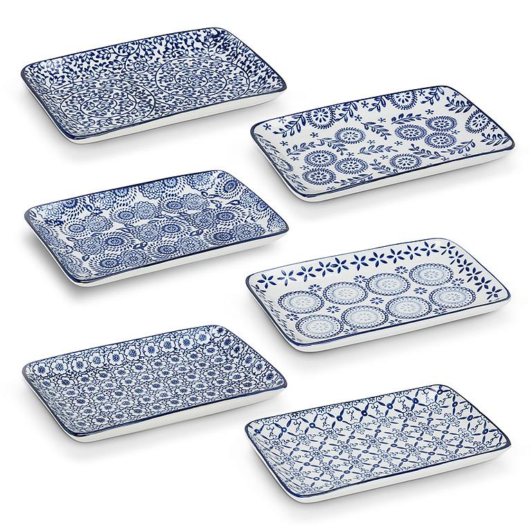 Blue & White Rectangular Plate Large