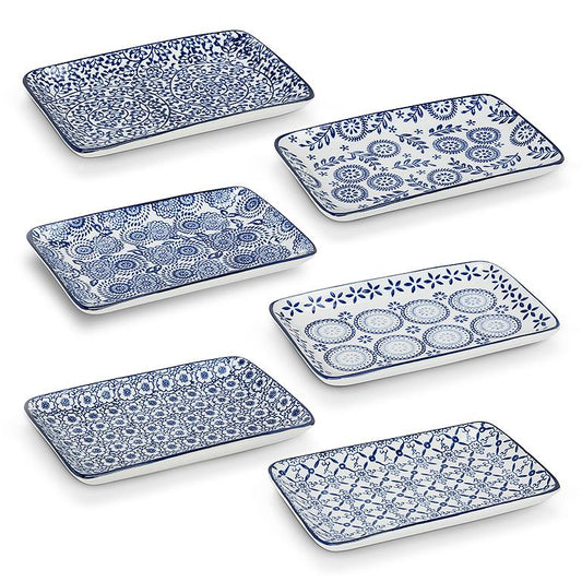 Blue & White Rectangular Plate Large