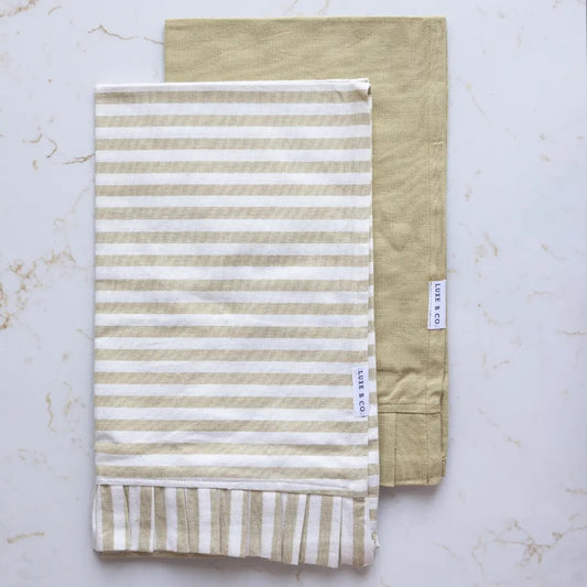 Sage & White Stripe Kitchen Towel